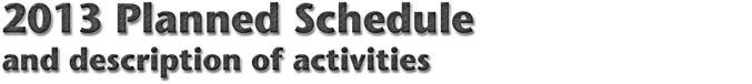 Schedule for 2013
